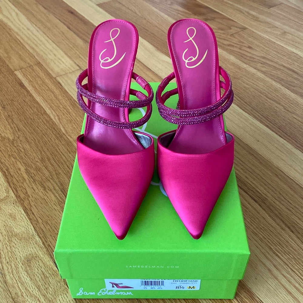 Sam Edelman Fuchsia Satin Mule - NEW with box
